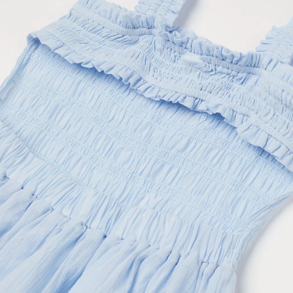 H&M • Baby Blue Smock-Topped Midi Dress - Picture 2 of 4